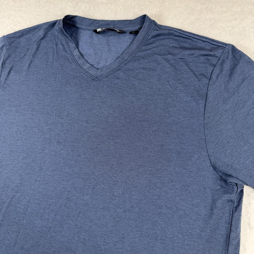 Travis Mathew Shirt Mens Size 2XL Blue Solid V-Neck Stretch Lightweight Casual
